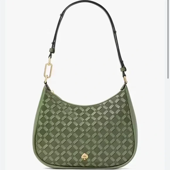 Kate Spade Olive Woven Leather Shoulder Bag - Picture 1 of 8